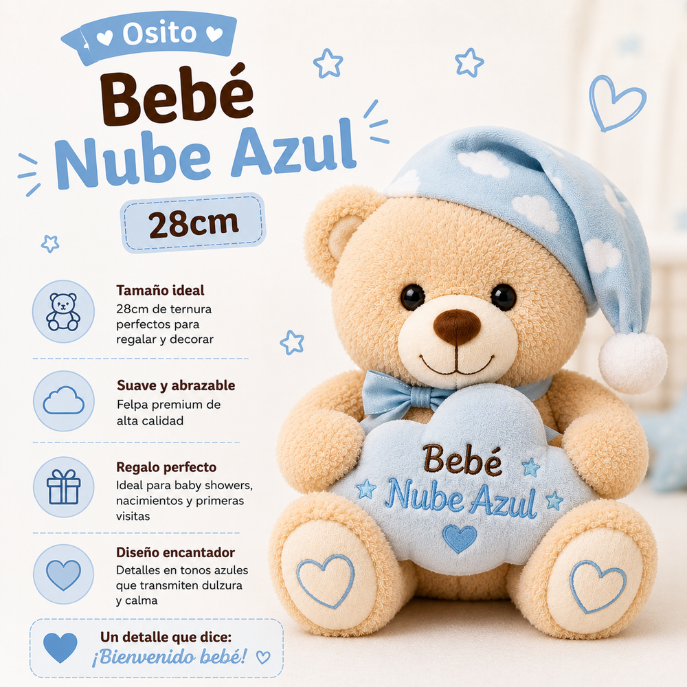 Oso Bebe Nube Azul 28cm