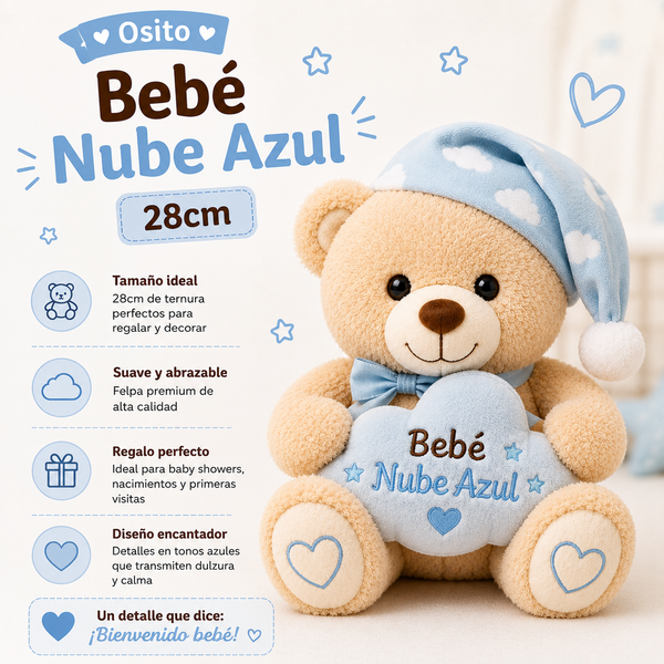 Oso Bebe Nube Azul 28cm